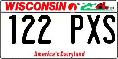 WI license plate 122PXS