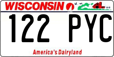 WI license plate 122PYC