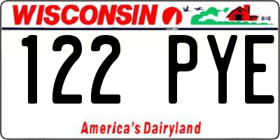 WI license plate 122PYE