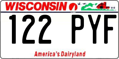 WI license plate 122PYF