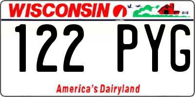WI license plate 122PYG