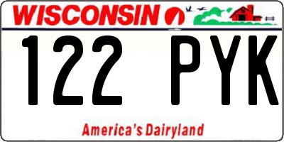 WI license plate 122PYK