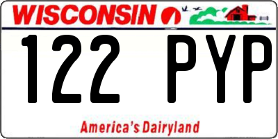 WI license plate 122PYP