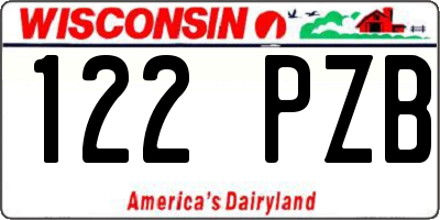 WI license plate 122PZB