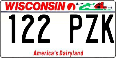 WI license plate 122PZK