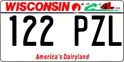 WI license plate 122PZL