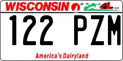 WI license plate 122PZM