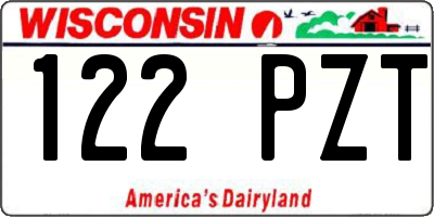 WI license plate 122PZT