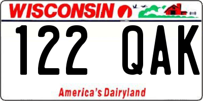 WI license plate 122QAK