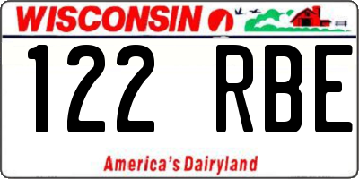 WI license plate 122RBE