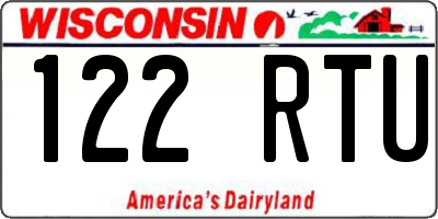 WI license plate 122RTU