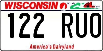 WI license plate 122RUO