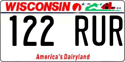 WI license plate 122RUR