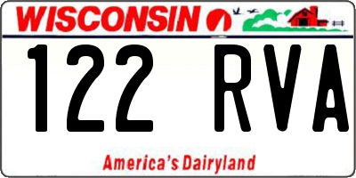 WI license plate 122RVA