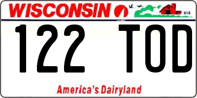 WI license plate 122TOD