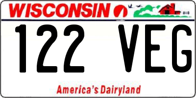 WI license plate 122VEG