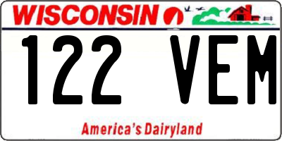 WI license plate 122VEM