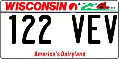 WI license plate 122VEV