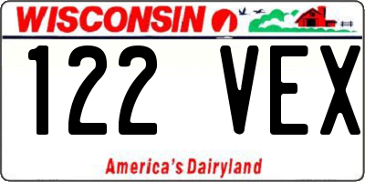 WI license plate 122VEX