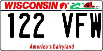 WI license plate 122VFW