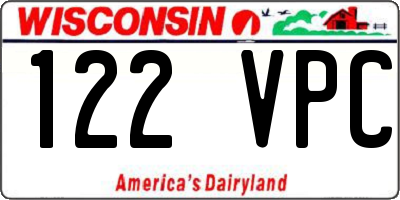 WI license plate 122VPC