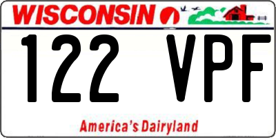 WI license plate 122VPF