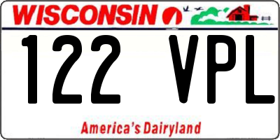 WI license plate 122VPL