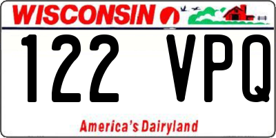 WI license plate 122VPQ