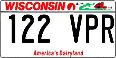 WI license plate 122VPR