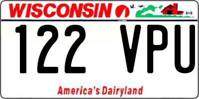 WI license plate 122VPU