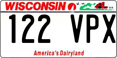 WI license plate 122VPX