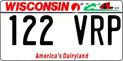 WI license plate 122VRP