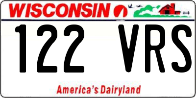 WI license plate 122VRS