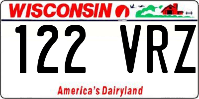 WI license plate 122VRZ