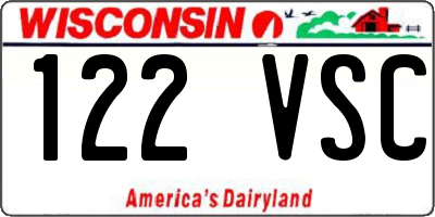 WI license plate 122VSC