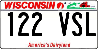 WI license plate 122VSL