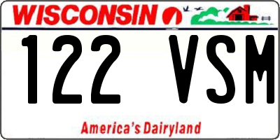 WI license plate 122VSM