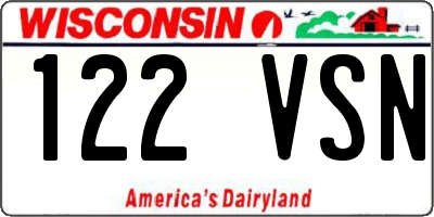 WI license plate 122VSN