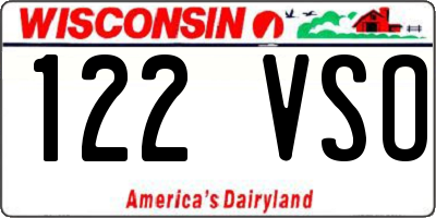 WI license plate 122VSO