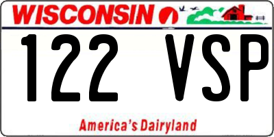 WI license plate 122VSP