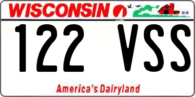 WI license plate 122VSS
