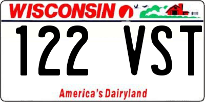 WI license plate 122VST