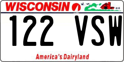 WI license plate 122VSW