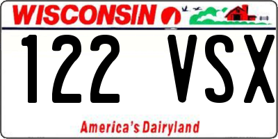 WI license plate 122VSX
