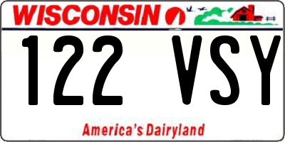 WI license plate 122VSY