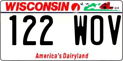 WI license plate 122WOV