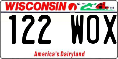 WI license plate 122WOX