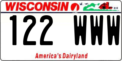 WI license plate 122WWW
