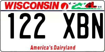 WI license plate 122XBN