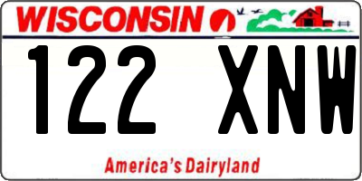 WI license plate 122XNW